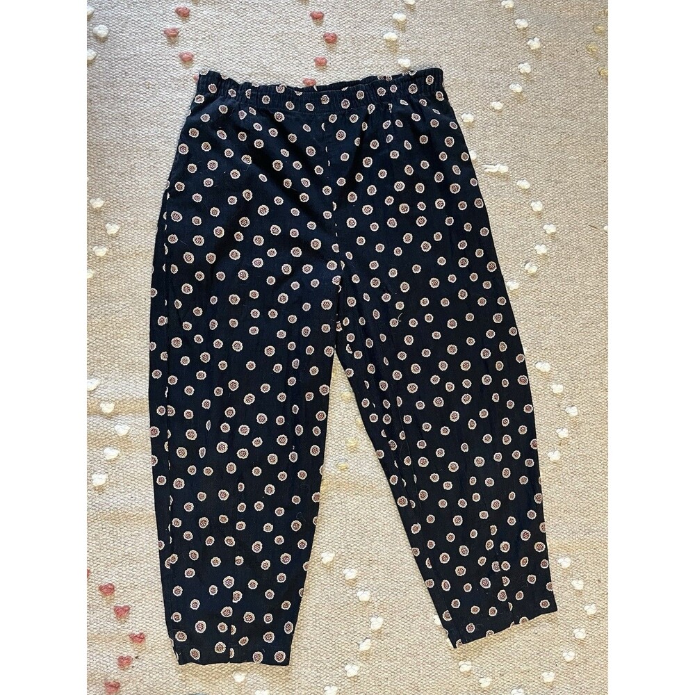 Vintage 80s Forenza Authentic Sportwear 100% Cotton Floral Wide Leg Pants M
